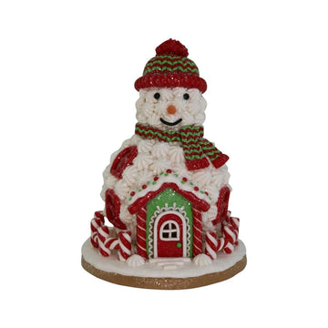 Lighted Red Snowman Gingerbread House - Christmas Place