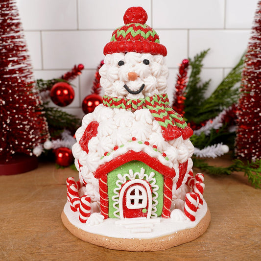 Lighted Red Snowman Gingerbread House - Christmas Place