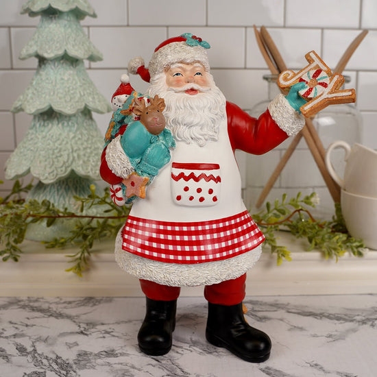 Red White Santa Holding Joy Sign - Christmas Place