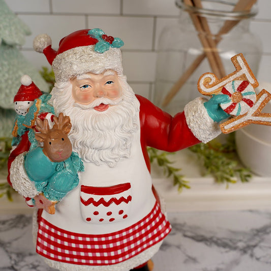 Red White Santa Holding Joy Sign - Christmas Place
