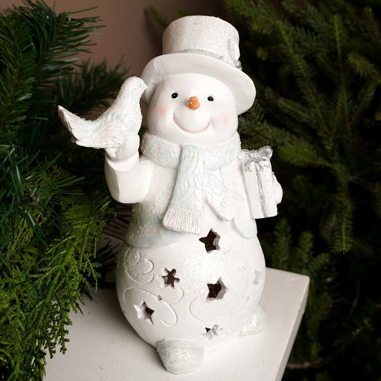 9.7Inch LED Snowman With Dove - Christmas Place