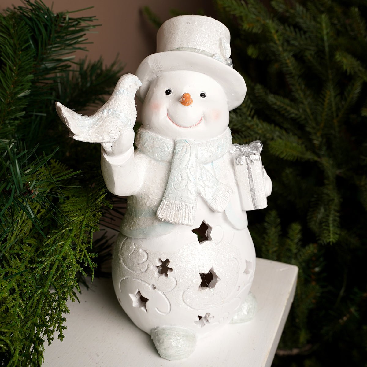 9.7Inch LED Snowman With Dove - Christmas Place