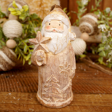 5Inch Wood Carved Santa Ornament