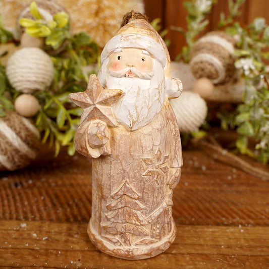 5Inch Wood Carved Santa Ornament