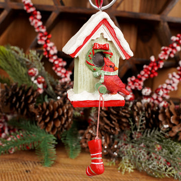 Cardinal Birdhouse With Stocking Ornament