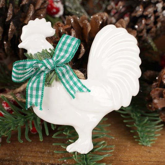 Farm Animals With Bow Ornament 3 Styles Chicken - Christmas Place
