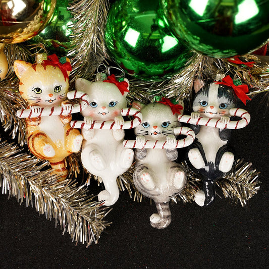 Noble Gems Cat with Candy Cane Ornament - Christmas Place