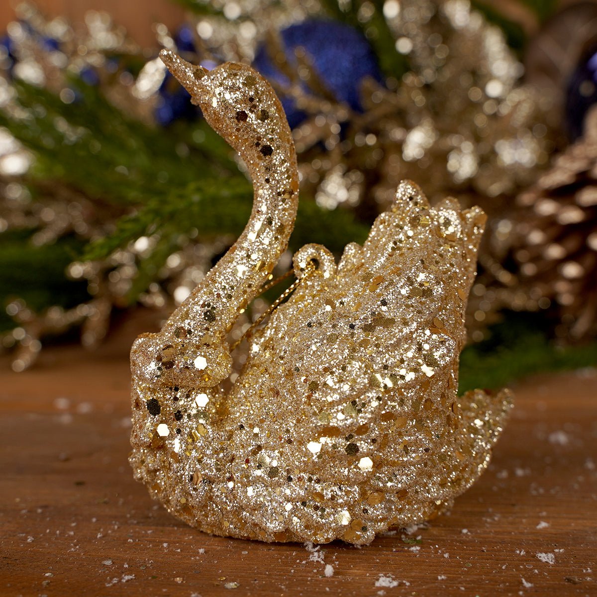 Gold and Crystal Swan Christmas Ornament - Christmas Place