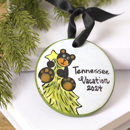 Bear In Tree Christmas In Tennessee Ornament