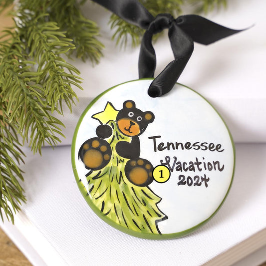 Bear In Tree Christmas In Tennessee Ornament