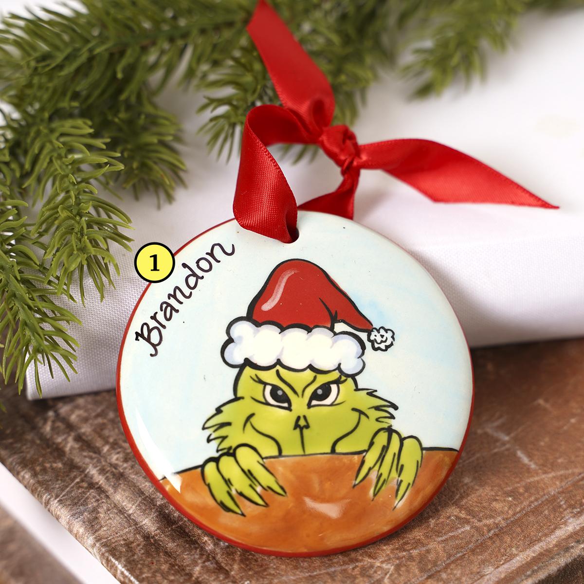 Grinch Face With Santa Hat Ornament - Christmas Place