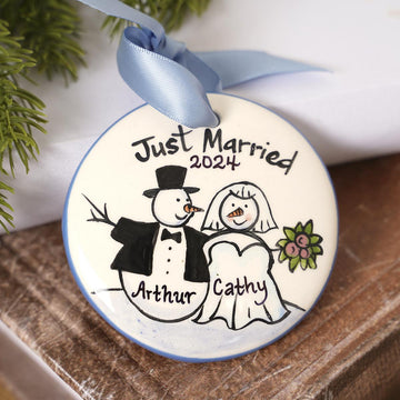 Just Married Snowcouple Ornament