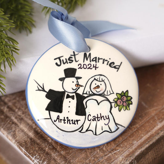 Just Married Snowcouple Ornament