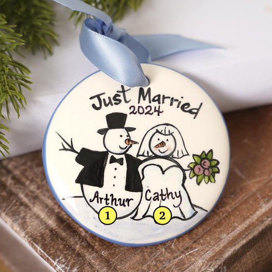 Just Married Snowcouple Ornament