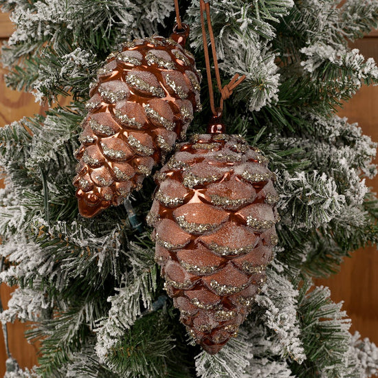 Set of 2 Christmas Pinecone Ornaments - Christmas Place