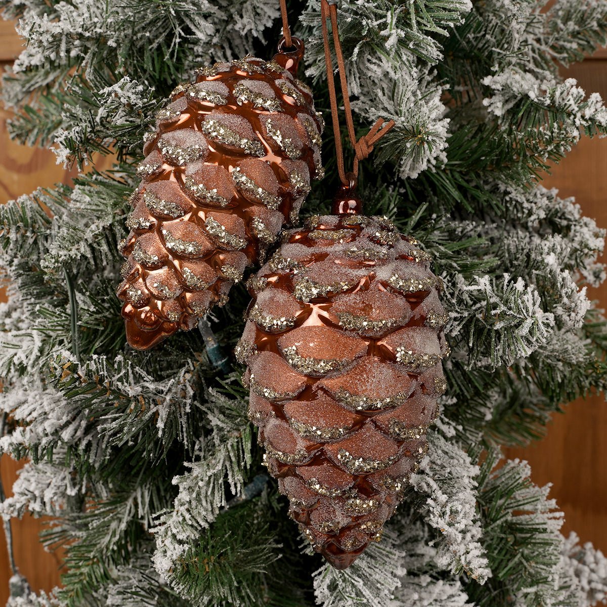 Set of 2 Christmas Pinecone Ornaments - Christmas Place