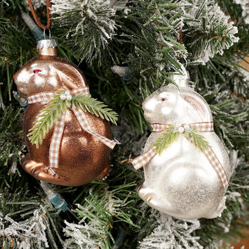 Glass Bunny Christmas Ornament 2 Styles - Christmas Place