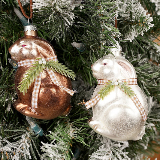 Glass Bunny Christmas Ornament 2 Styles - Christmas Place