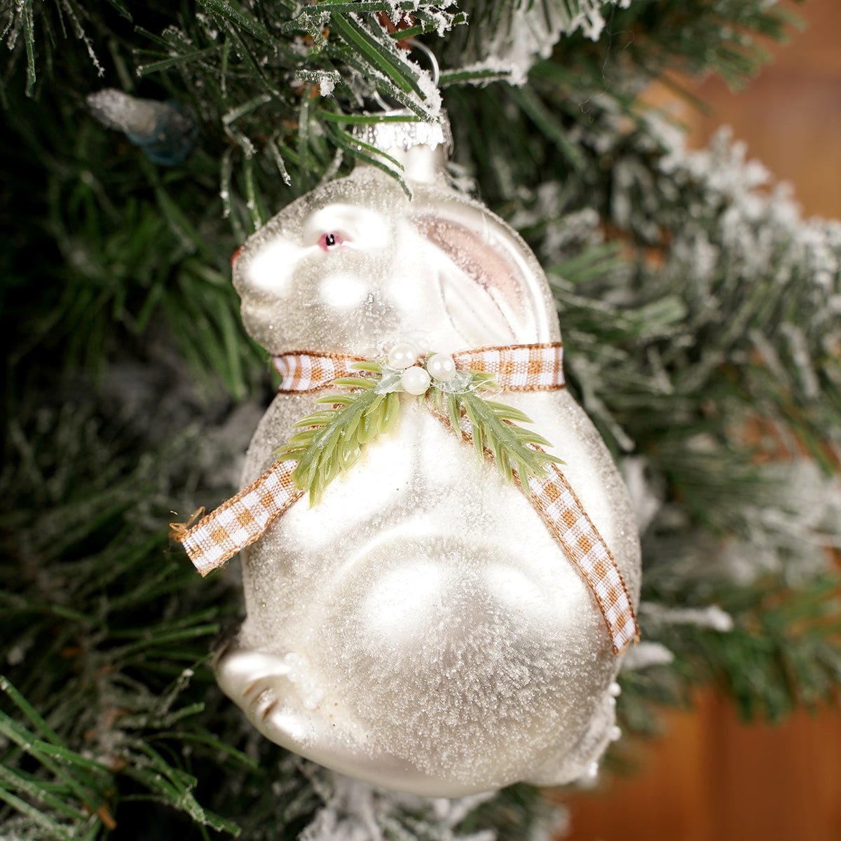 Glass Bunny Christmas Ornament 2 Styles White bunny - Christmas Place