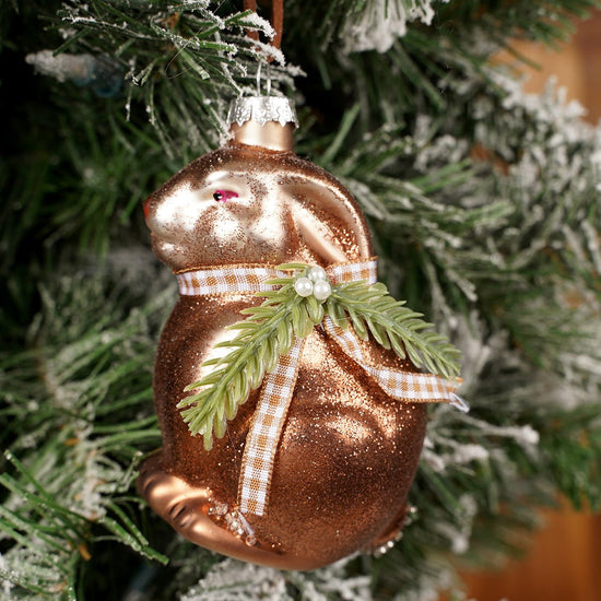 Glass Bunny Christmas Ornament 2 Styles Brown Bunny - Christmas Place