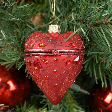 Red Heart Box Design Christmas Ornament - Christmas Place