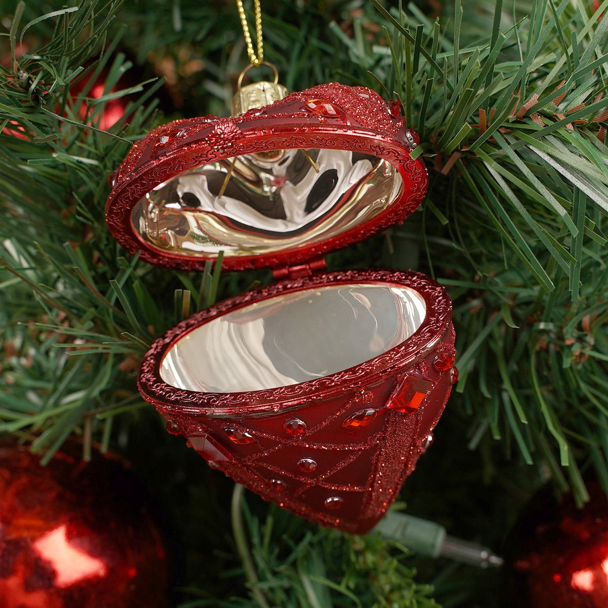 Christmas Red Heart Box Design Christmas Ornament - Christmas Place