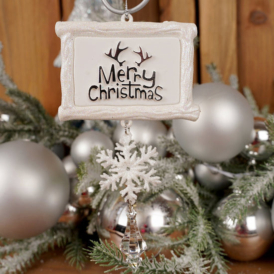 7.5Inch Merry Christmas Dangle Snowflake Frame Ornament - Christmas Place