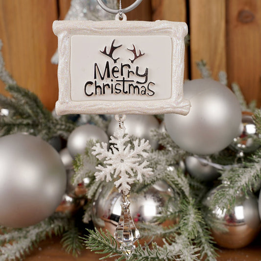7.5Inch Merry Christmas Dangle Snowflake Frame Ornament - Christmas Place