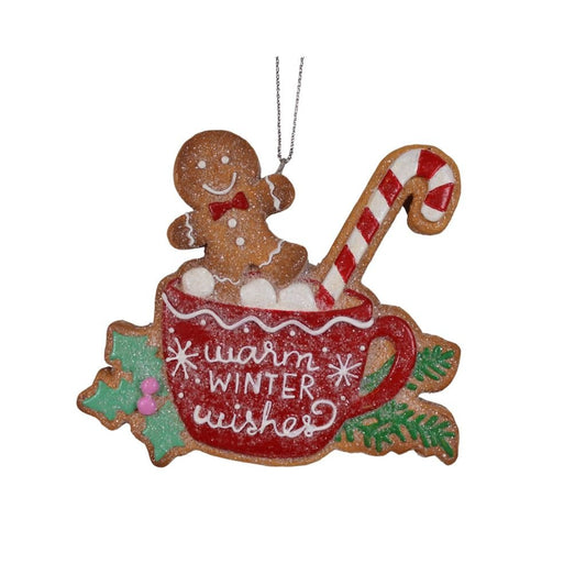 Gingerbread Hot Cocoa Red Ornament - Christmas Place