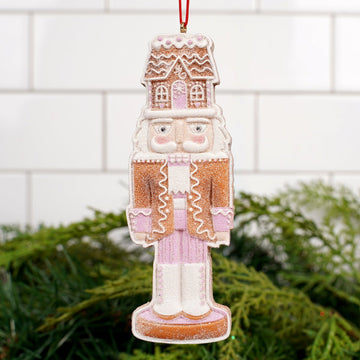 4.75IN GINGERBREAD NUTCRACKER PINK ORN