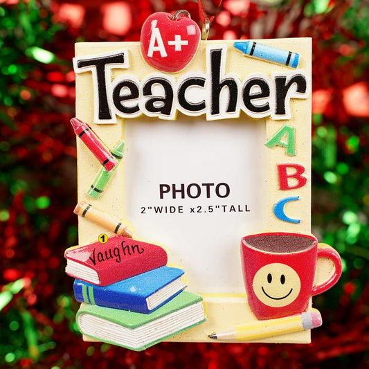 A+ Teacher Photo Frame Ornament - Christmas Place
