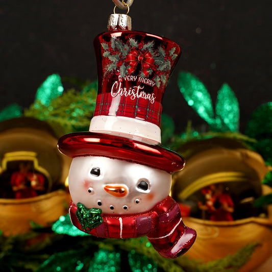 Red Top Hat Snowman Ornament