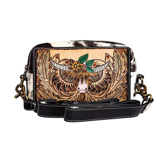Bloomin Steer Hand Tooled Leather Bag
