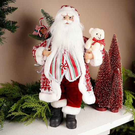 18Inch Red Santa With Teddy Bear - Christmas Place