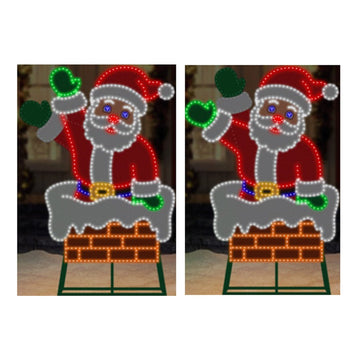 3FT 463LT LED SANTA WAVING CHIMNEY - Christmas Place