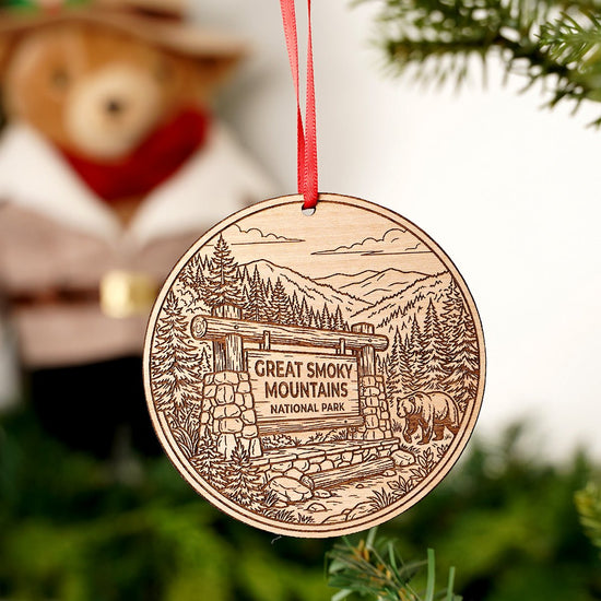 Smoky Mountain National Park Sign Ornament - Christmas Place