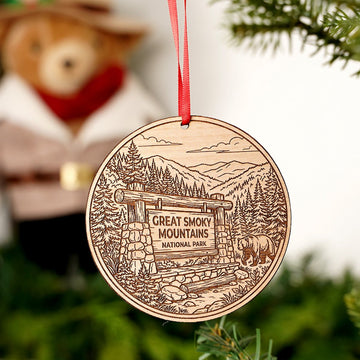 Smoky Mountain National Park Sign Ornament - Christmas Place