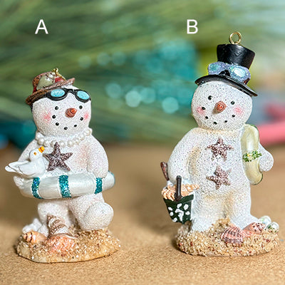 Glitter Beach Snowman Ornament