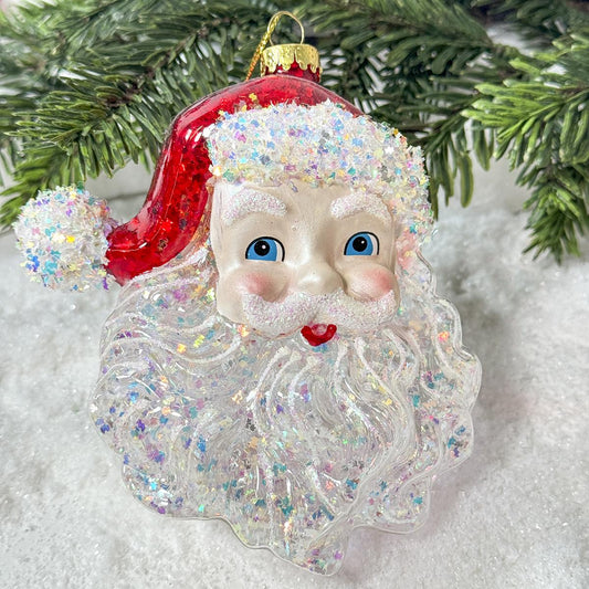 Glass Santa Face Ornament