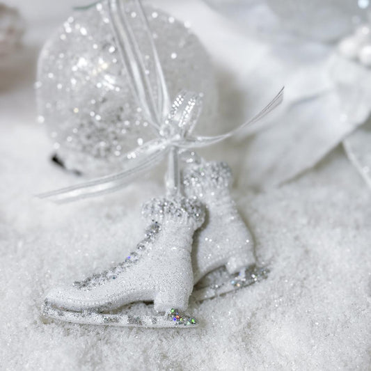 4in White Glitter Skates