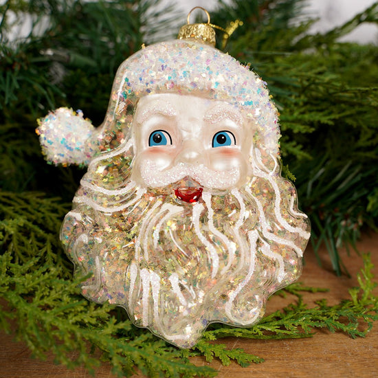 Glass Santa Head Christmas Ornament - Christmas Place