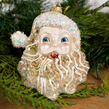 Glass Santa Head Christmas Ornament - Christmas Place