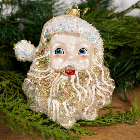 Glass Santa Head Christmas Ornament - Christmas Place