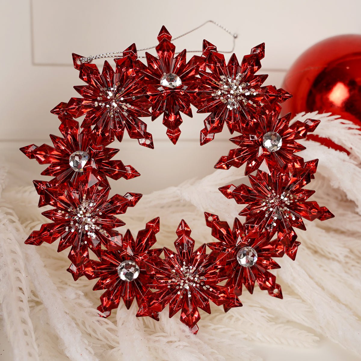 Red Clear Wreath Ornament - Christmas Place