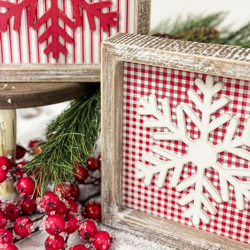 Red White Snowflake Sign