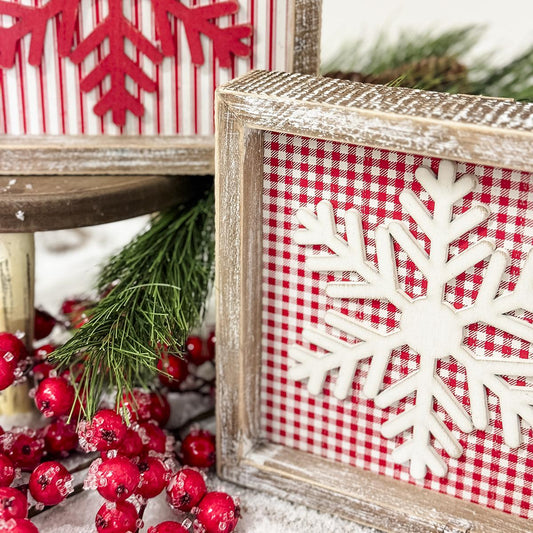 Red White Snowflake Sign