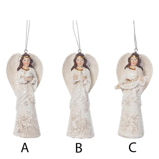 Peaceful Poinsettia Angel Ornament