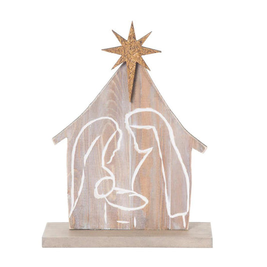 12in Wood Carved Holy Family