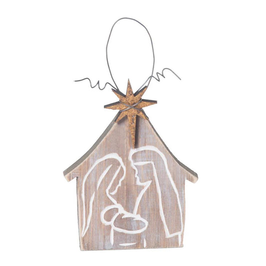 Wood Carved Holy Family Ornament