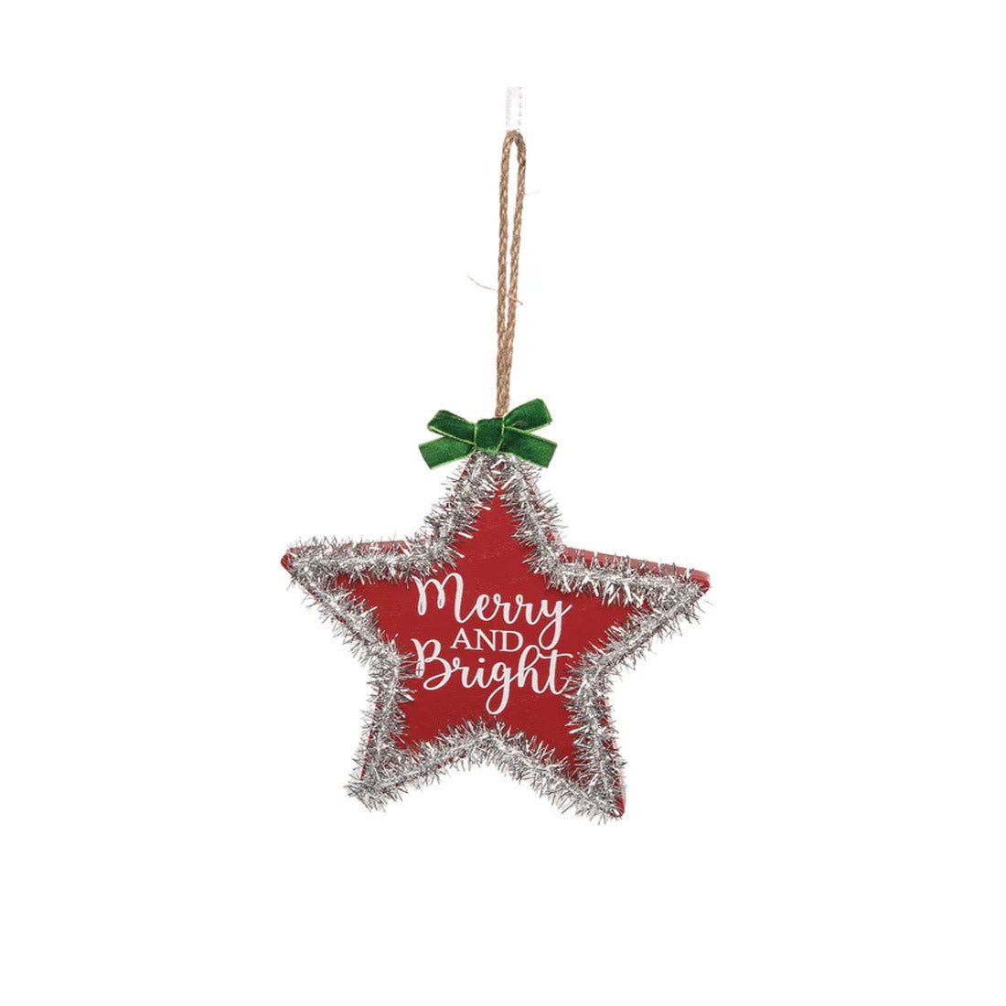 Merry And Bright Tinsel Star Ornament - Christmas Place